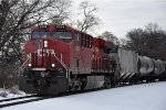 Crude empties roll west near Cardigan Junction